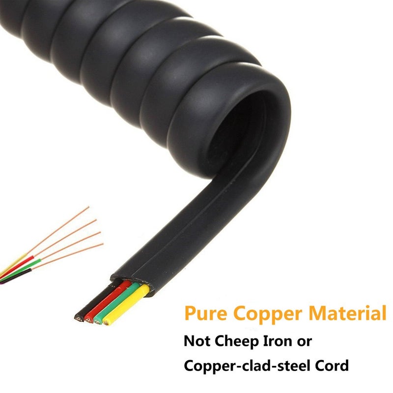 Uvital Telephone Phone Handset Cable Cord, Coiled Length 0.72 to 4.5 Feet Uncoiled Landline Phone Handset Cable Cord RJ9/RJ10/RJ22 4P4C(Black) (4.5ft) - Image 2